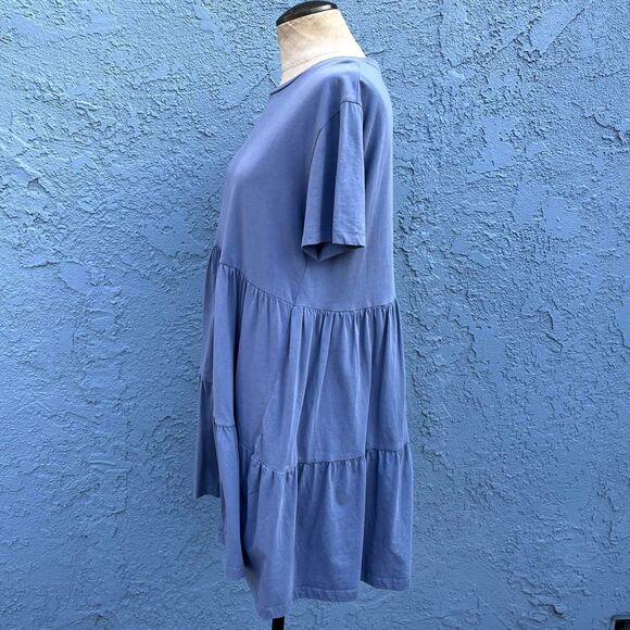 Kotn Tiered Babydoll Dress 100% Cotton Small Blue - Picture 3 of 8